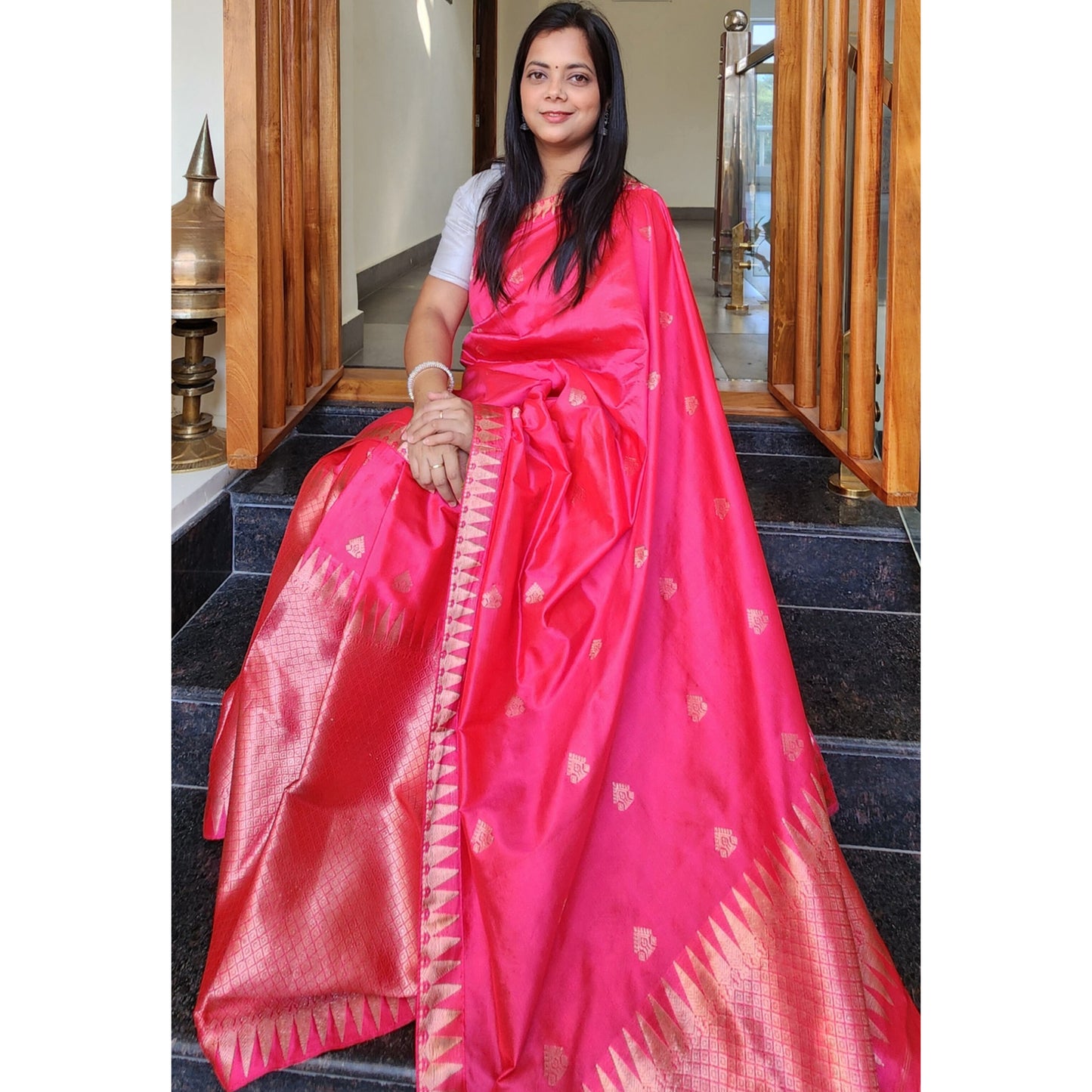 Pink Mulberry Silk (Paat) Mekhela Chador