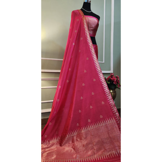 Pink Mulberry Silk (Paat) Mekhela Chador