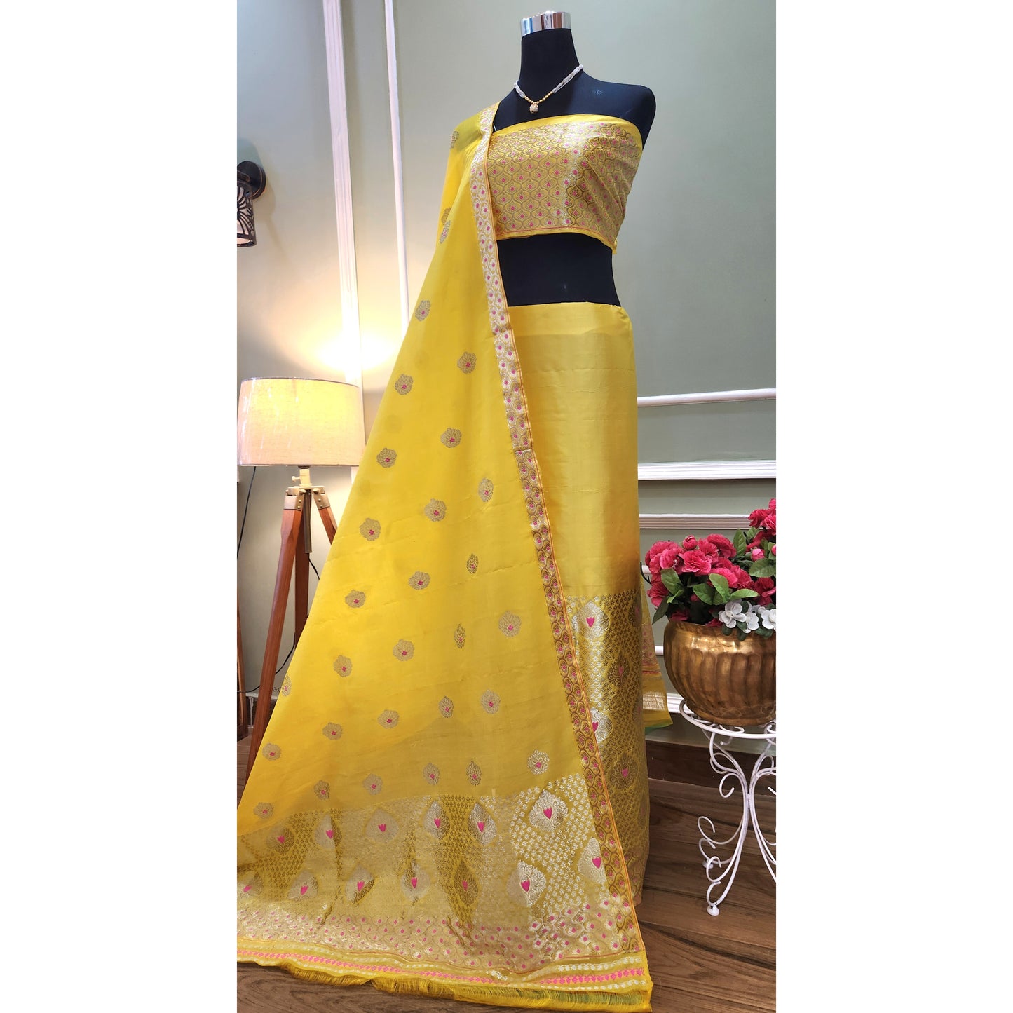 Yellow Mulberry Silk (Paat-Kesapaat) Mekhela Chador