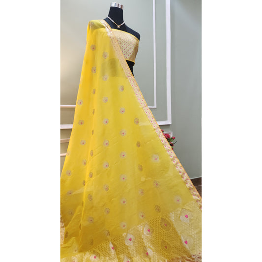 Yellow Mulberry Silk (Paat-Kesapaat) Mekhela Chador