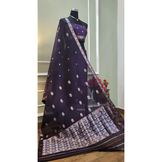 Purple Mulberry Silk (Paat-Kesapaat) Mekhela Chador