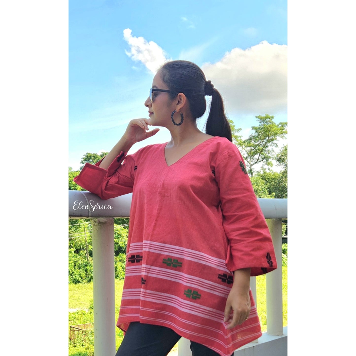 Pink Aura Handloom Kaftan