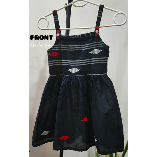 Black Handloom Dress for Girls