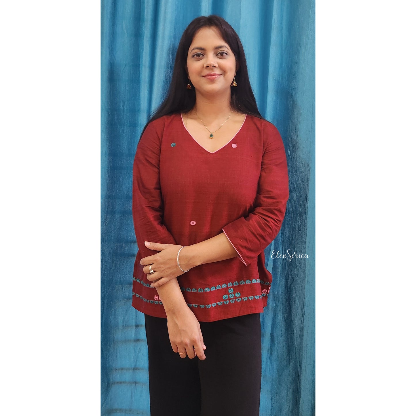 Maroon Handwoven Cotton Top