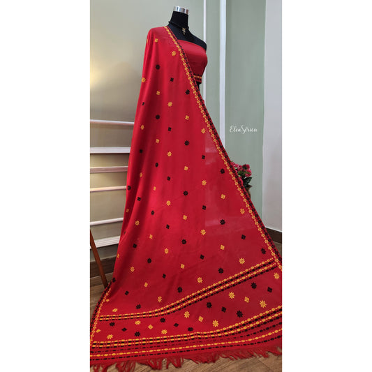 Red Cotton Mekhela Chador