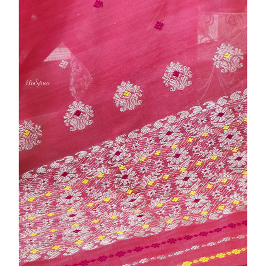 Pink Cotton Kesapaat Mekhela Chador