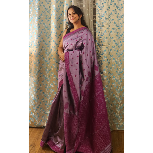 Light Purple Mulberry Silk Saree