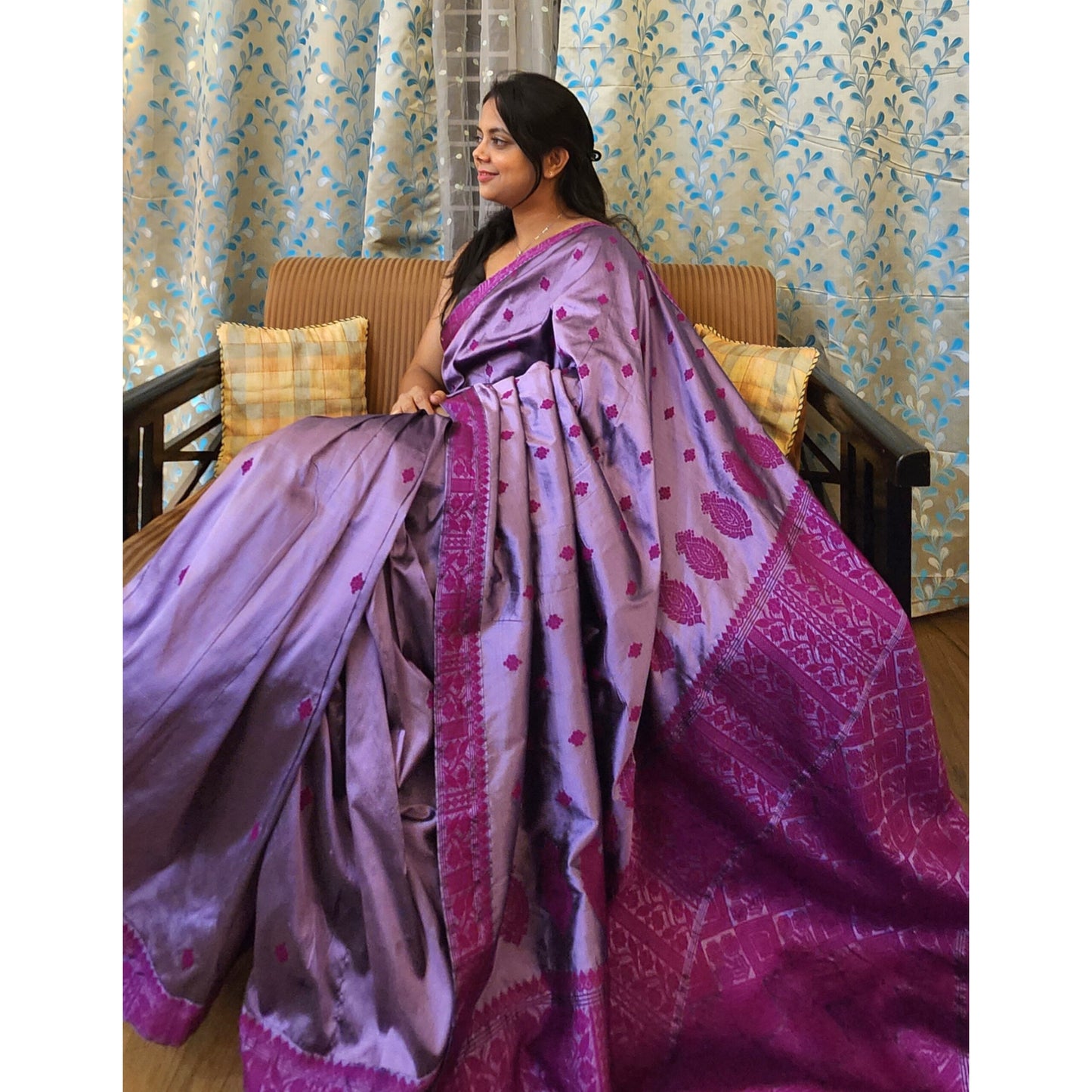 Light Purple Mulberry Silk Saree