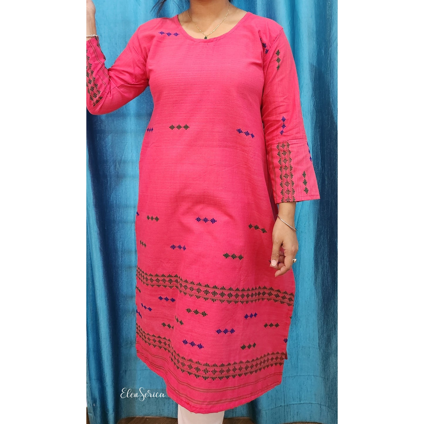 Pink Handwoven Cotton Kurti