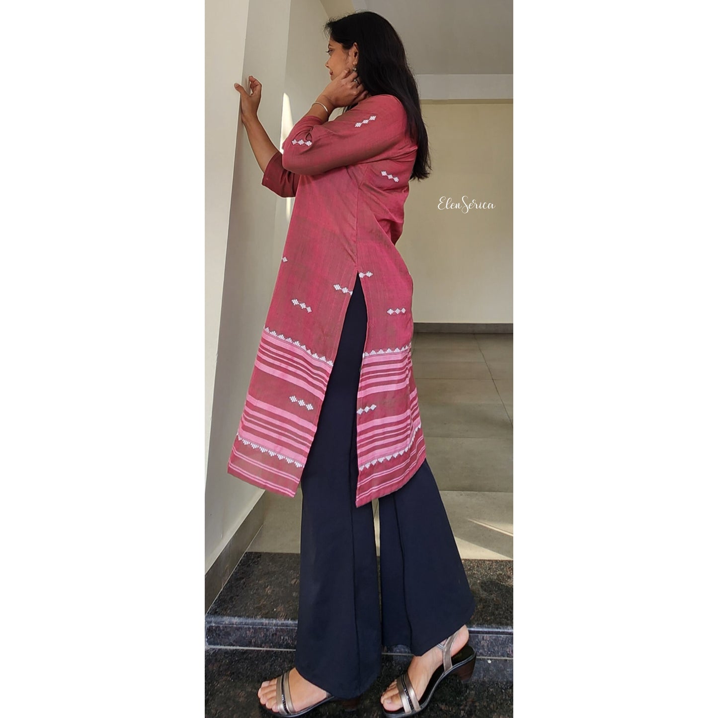 Brown Handloom Cotton Kurti