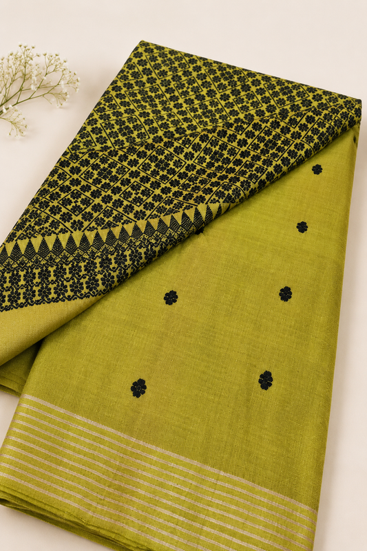 Mustard Noir Handloom Cotton Saree