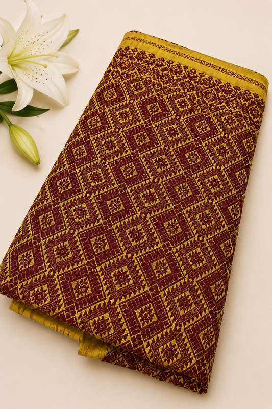 Golden Olive Handloom Cotton Saree