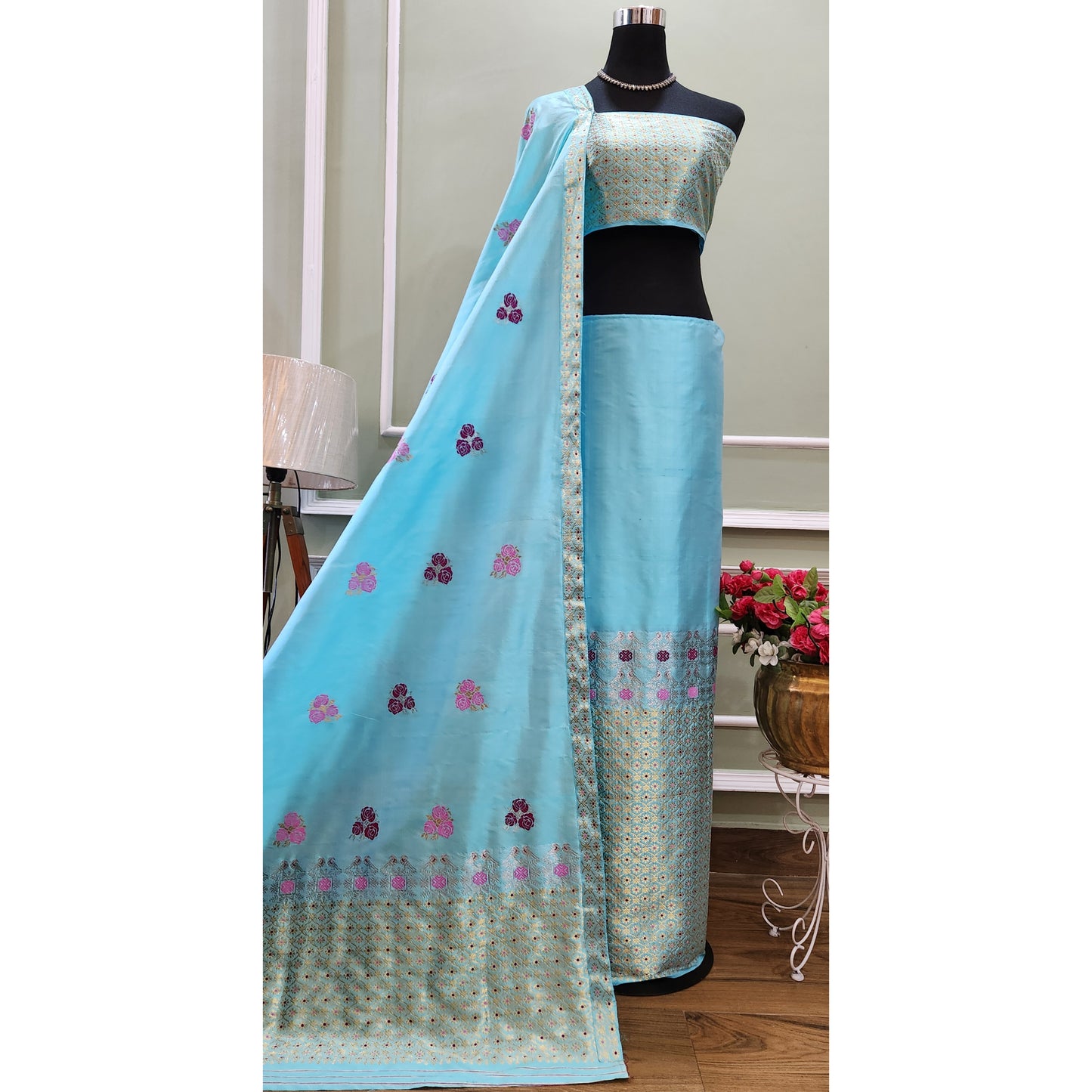 Blue Mulberry Silk (Paat) Mekhela Chador