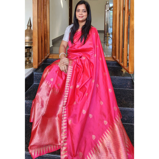 Pink Mulberry Silk (Paat) Mekhela Chador