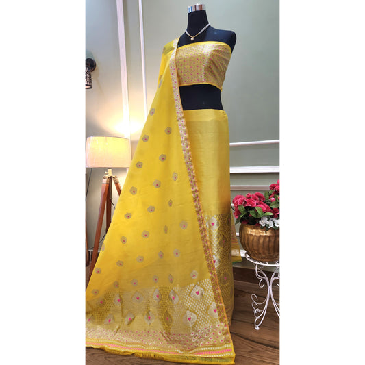 Yellow Mulberry Silk (Paat-Kesapaat) Mekhela Chador