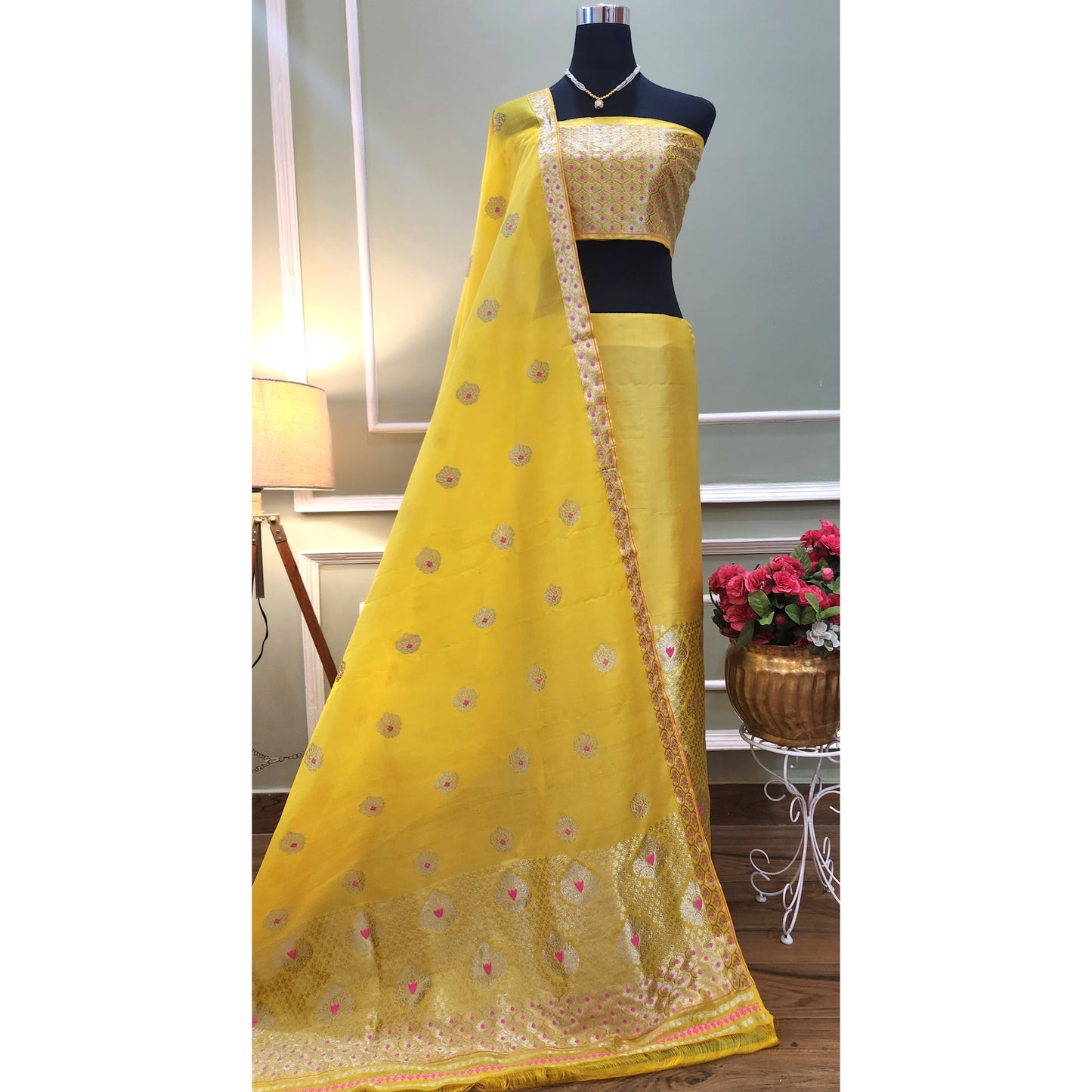 Yellow Mulberry Silk (Paat-Kesapaat) Mekhela Chador