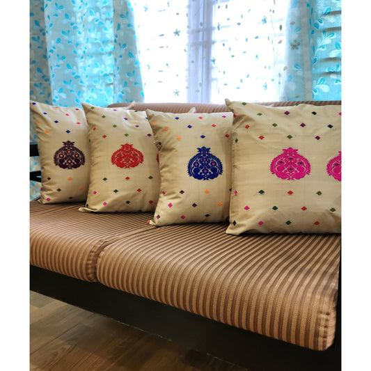 Pure Tassar Silk Cushion Covers (Pack of 4)
