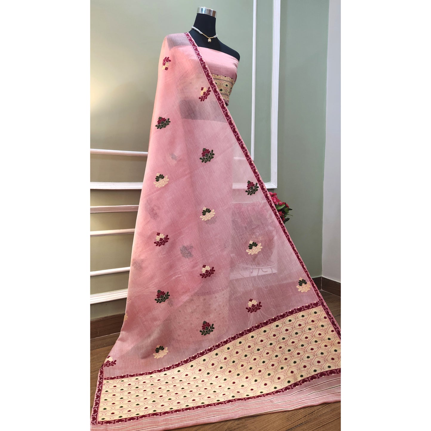 Pink Cotton-Kesapaat Mekhela Chador