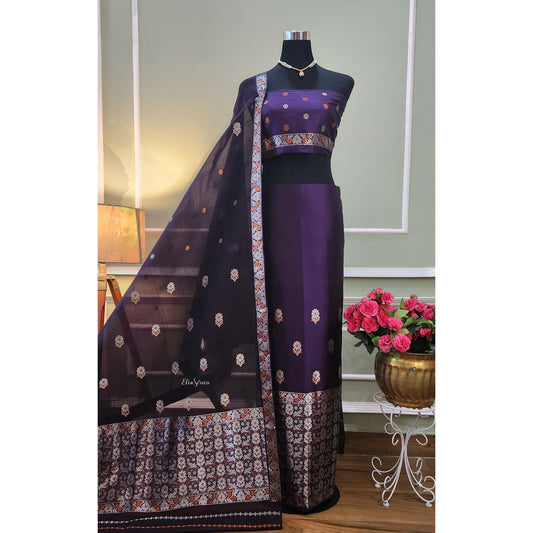 Purple Mulberry Silk (Paat-Kesapaat) Mekhela Chador