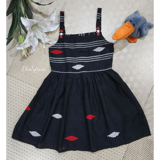 Black Handloom Dress for Girls