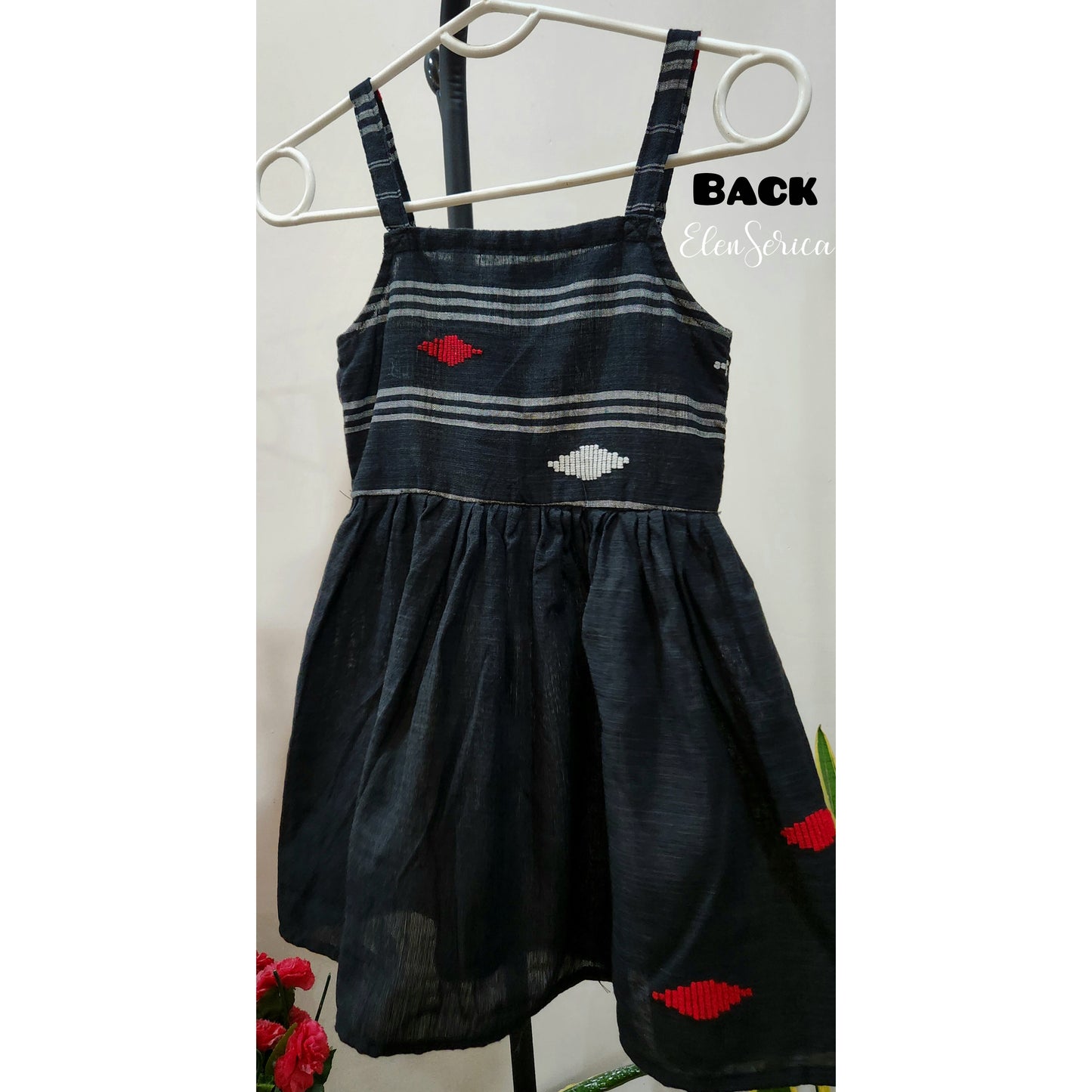 Black Handloom Dress for Girls