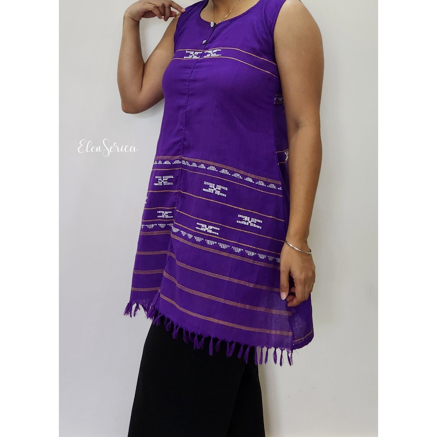 Royal Purple Handwoven Cotton Kurti