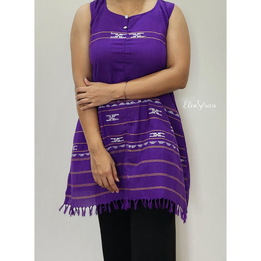 Royal Purple Handwoven Cotton Kurti