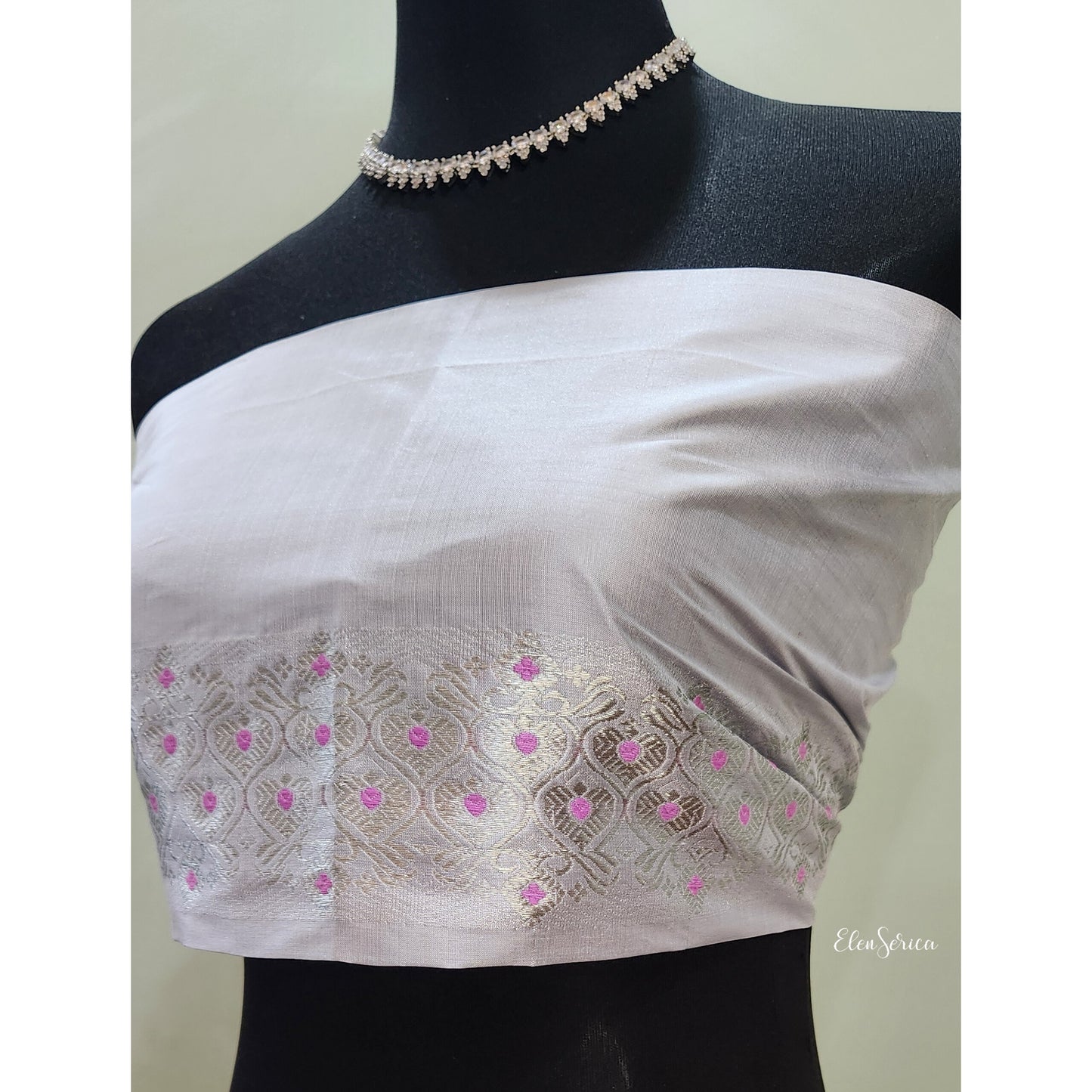 Silver Lilac Mulberry Silk Mekhela Chador