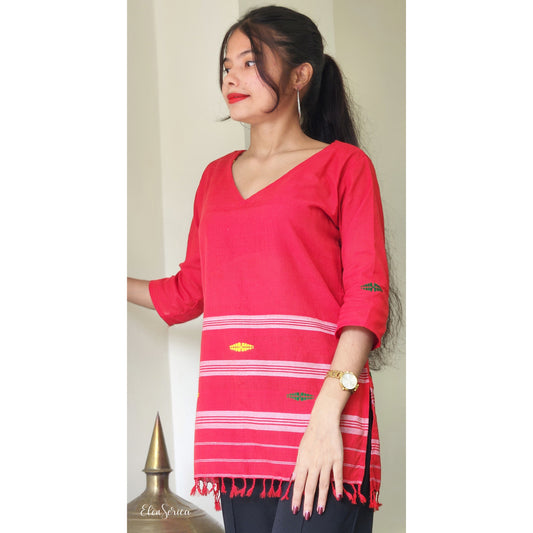 Red Handwoven Cotton Top