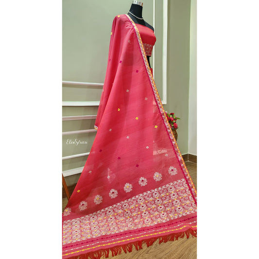 Pink Cotton Kesapaat Mekhela Chador