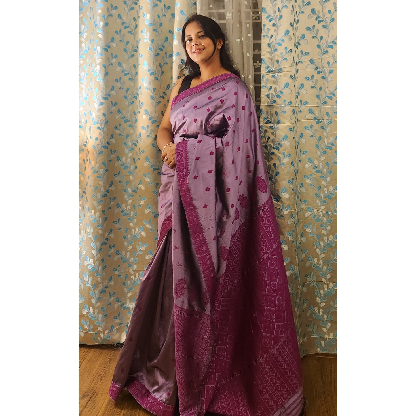 Light Purple Mulberry Silk Saree