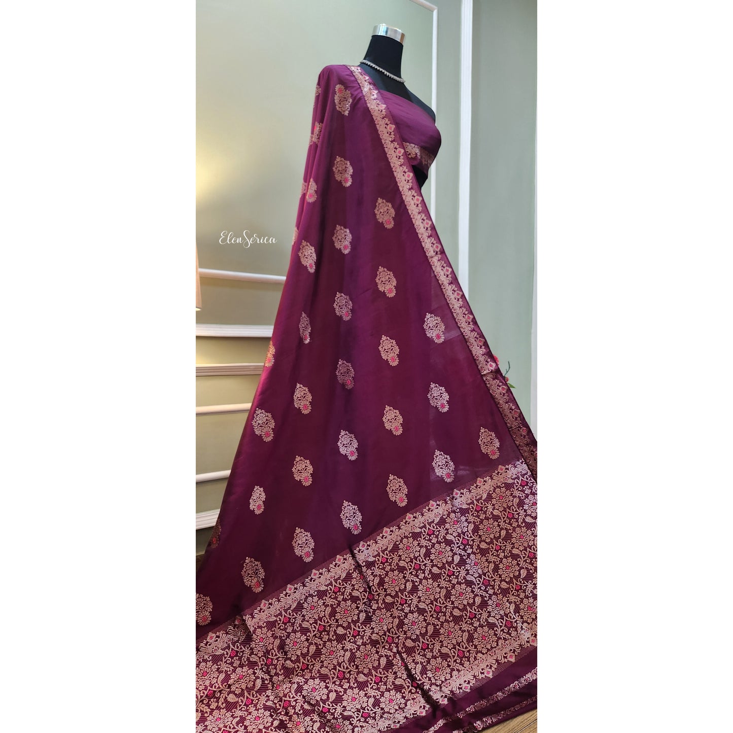 Purple Mulberry Silk (Paat) Mekhela Chador