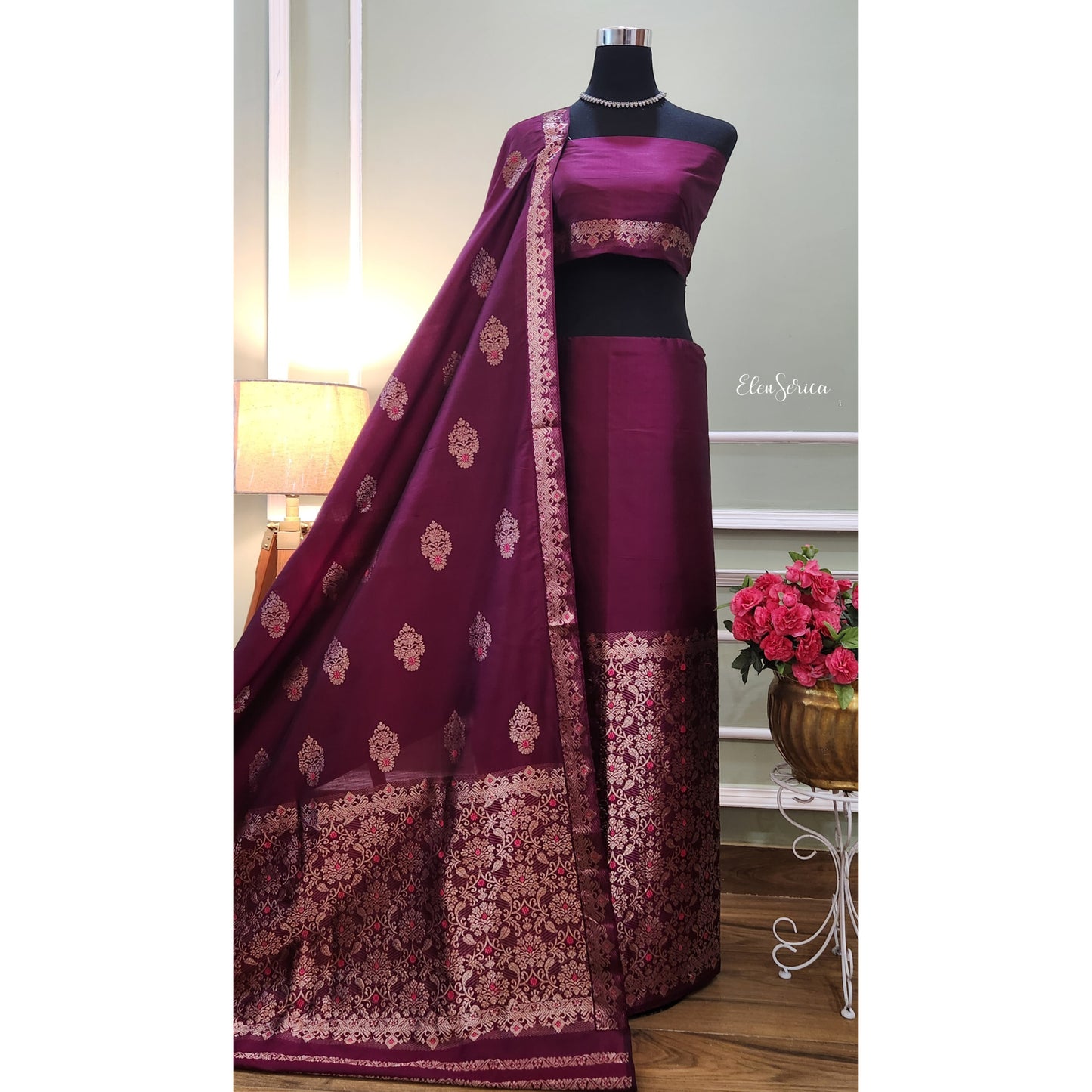 Purple Mulberry Silk (Paat) Mekhela Chador