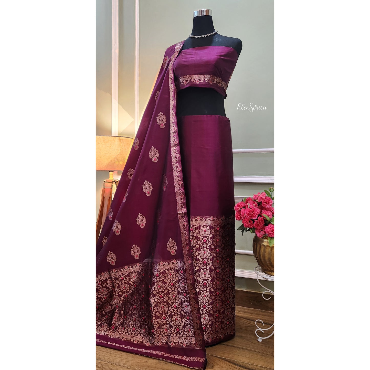 Purple Mulberry Silk (Paat) Mekhela Chador