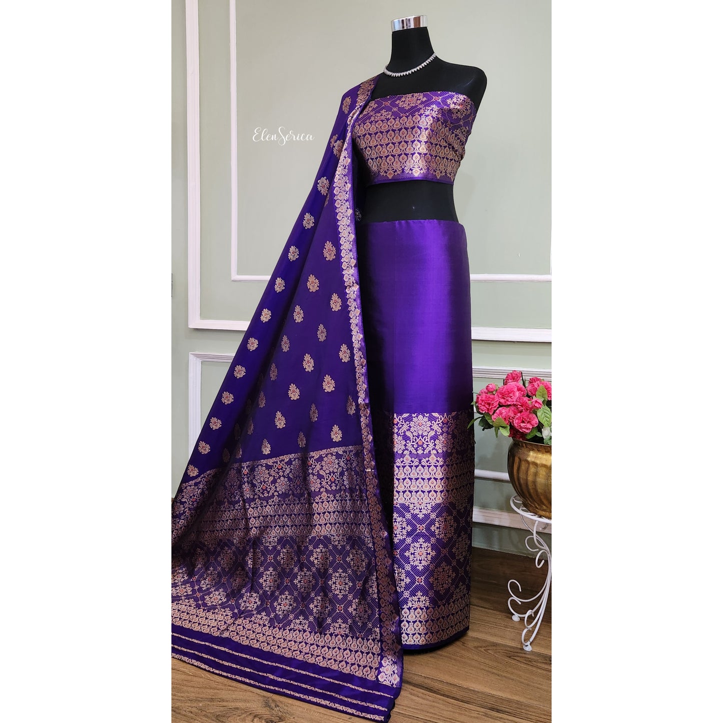 Purple Mulberry Silk Mekhela Chador