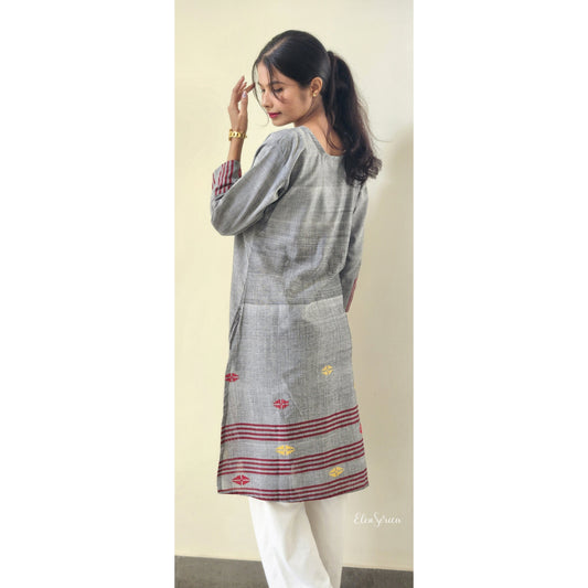 Grey Handwoven Cotton Kurti
