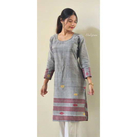 Grey Handwoven Cotton Kurti