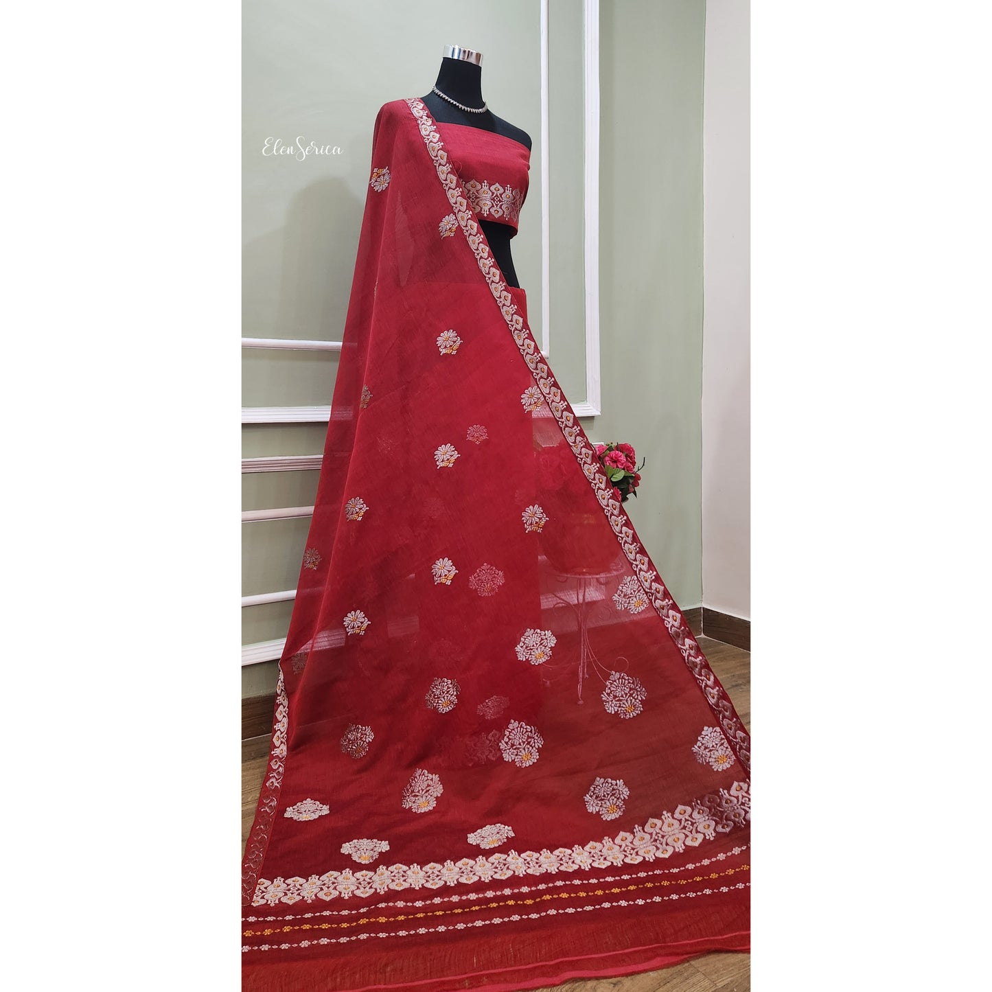 Maroon Cotton- Kesapaat Mekhela Chador