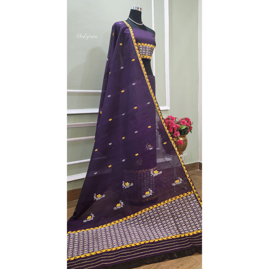 Purple Cotton-Kesapaat Mekhela Chador