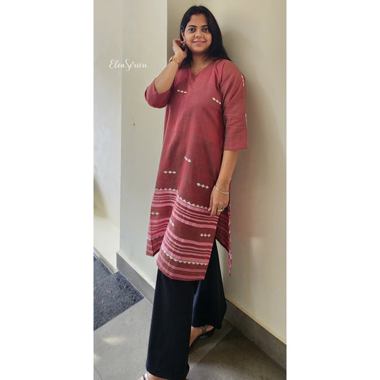 Brown Handloom Cotton Kurti