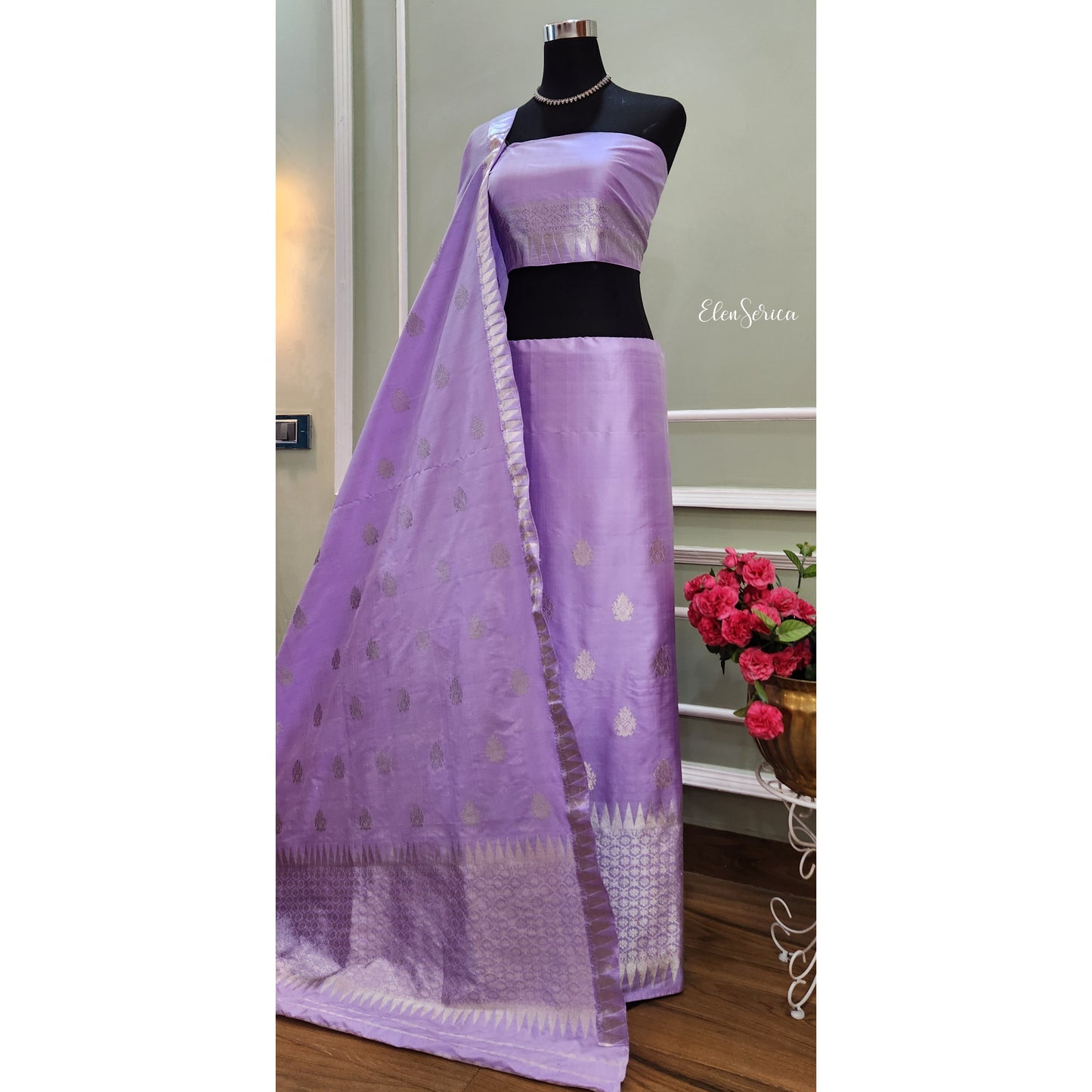 Lilac Mulberry Silk Mekhela Chador