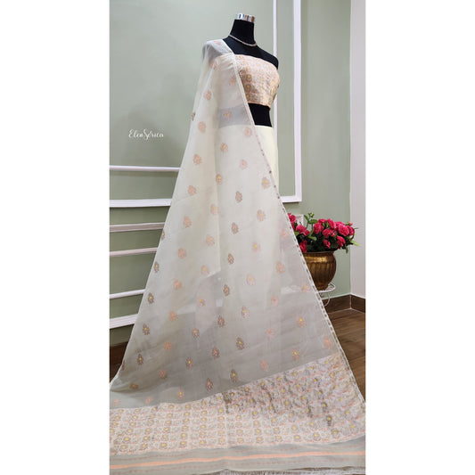 Light Green Mulberry Silk (Paat-Kesapaat) Mekhela Chador