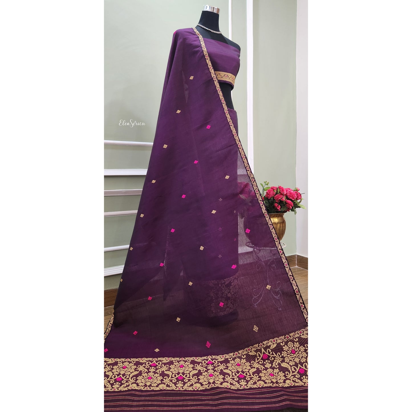 Purple Cotton- Kesapaat Mekhela Chador