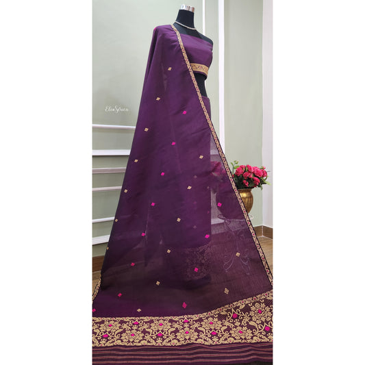 Purple Cotton- Kesapaat Mekhela Chador