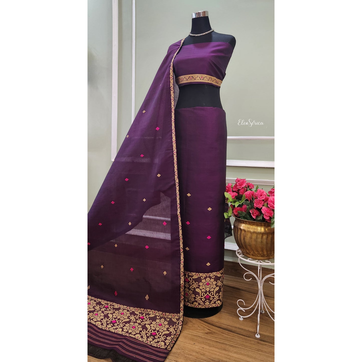 Purple Cotton- Kesapaat Mekhela Chador