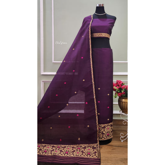 Purple Cotton- Kesapaat Mekhela Chador