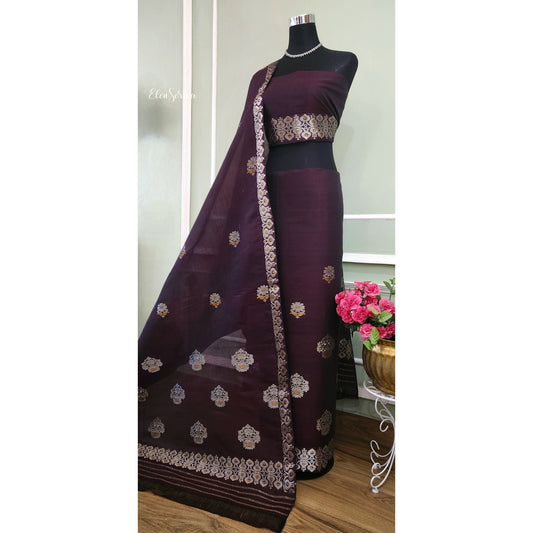 Chocolate Cotton Kesapaat Mekhela Chador