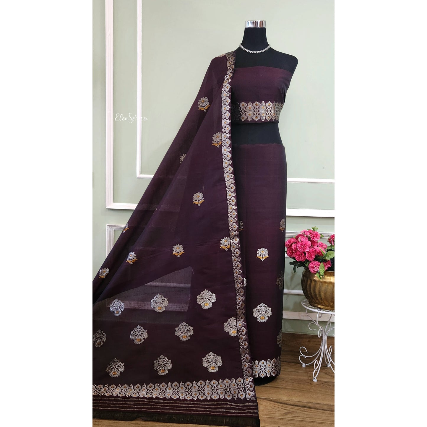Chocolate Cotton Kesapaat Mekhela Chador