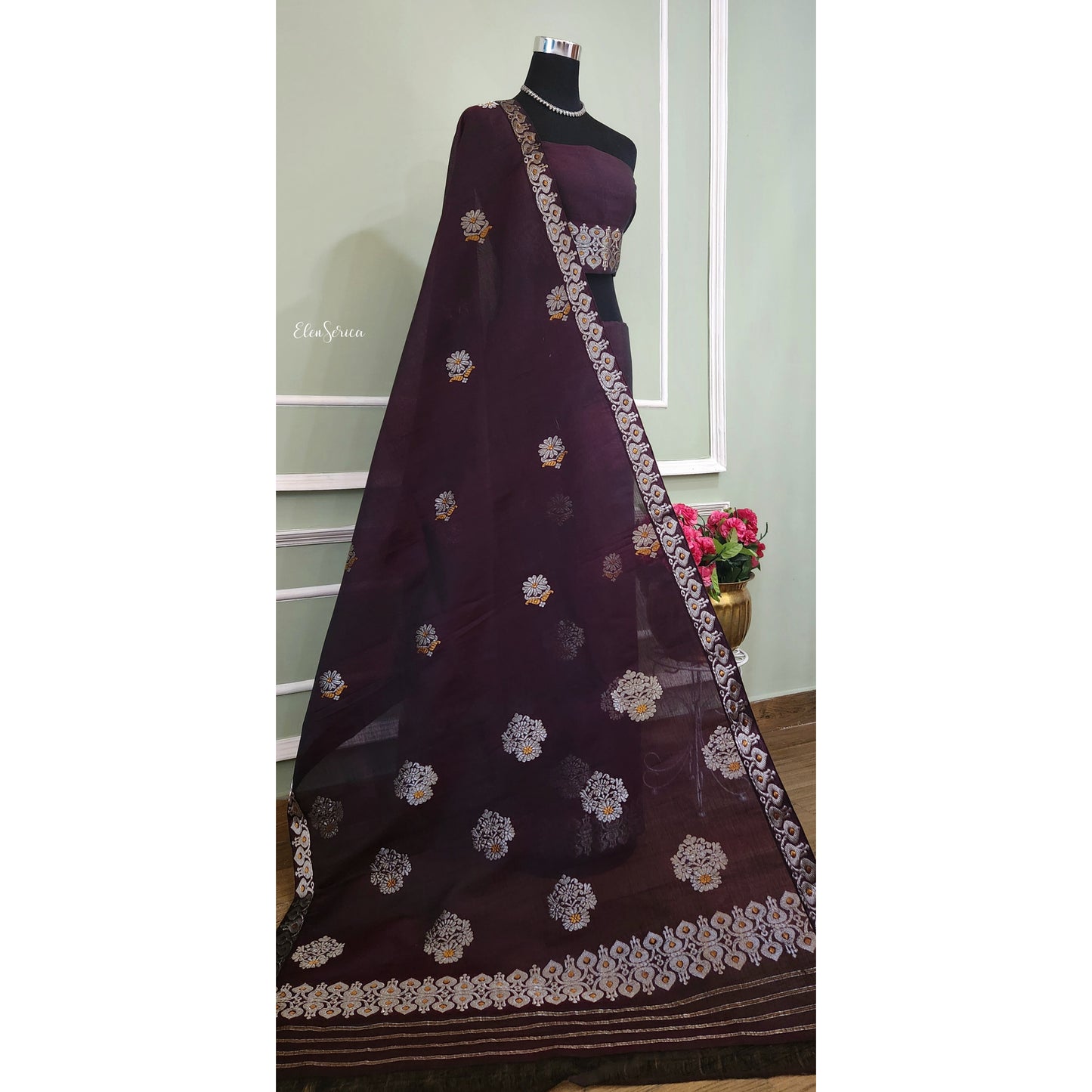 Chocolate Cotton Kesapaat Mekhela Chador