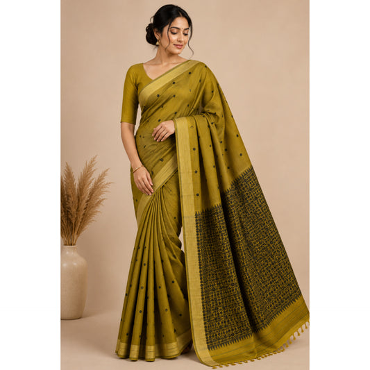 Mustard Noir Handloom Cotton Saree